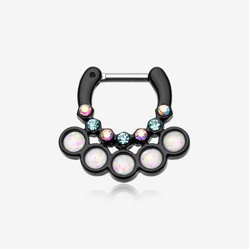 Colorline Opal Aureole Gemina Septum Clicker-Black/Aurora Borealis/White